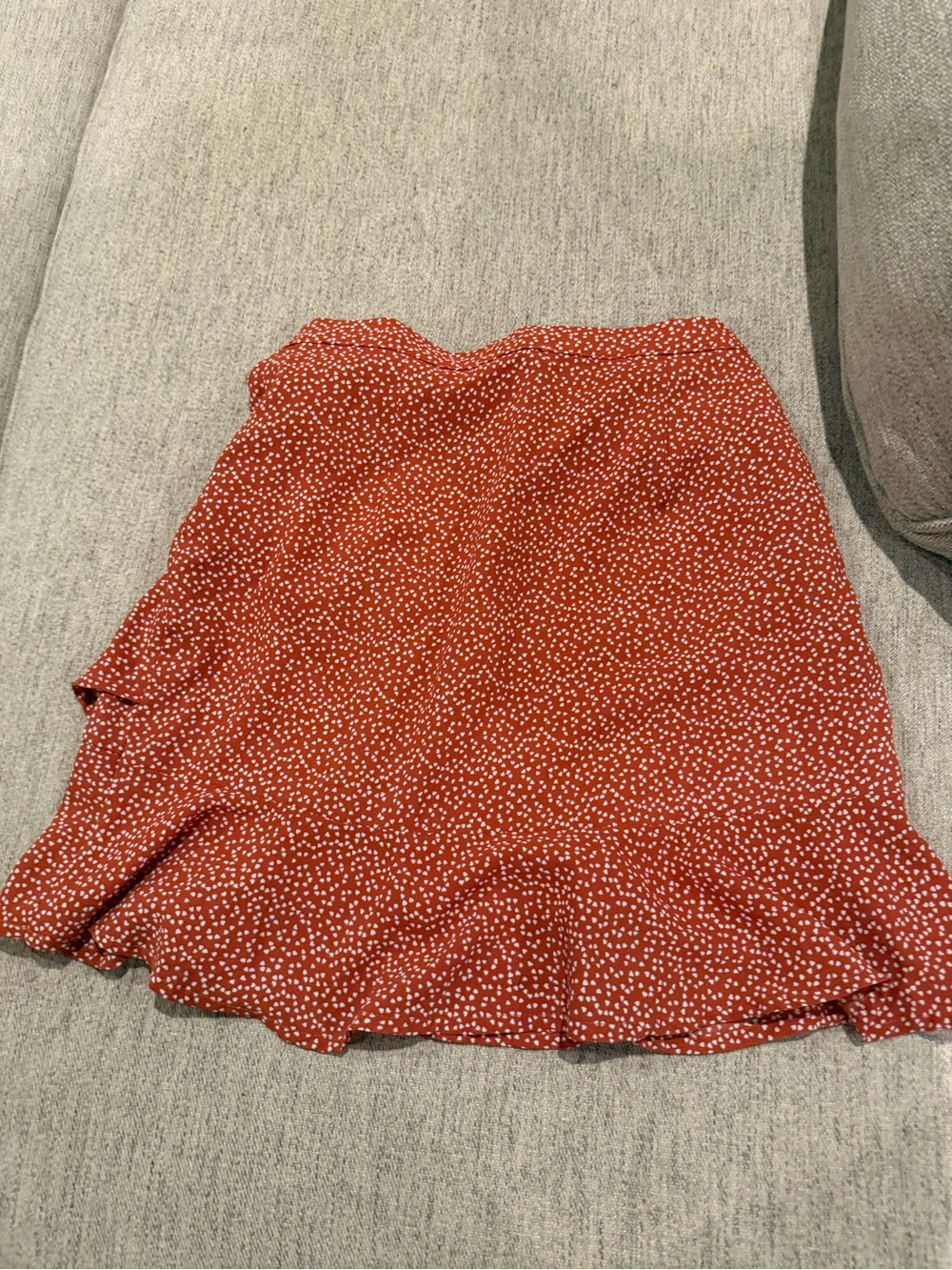 Altar'd State Rust Red Mini Skirt with White Dot Print